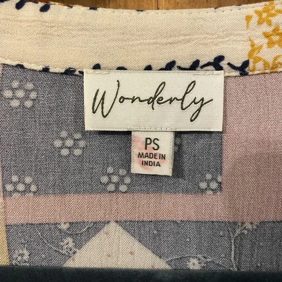 🌷Wonderly Patchwork Sleeve Dress sz PS - Picture 3 of 4